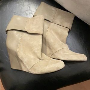 taupe suede boots 3/4 or fold over like new